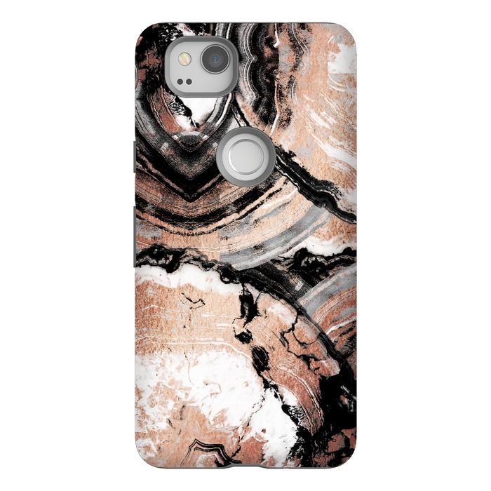 Pixel 2 StrongFit Rose gold geode marble by Oana 