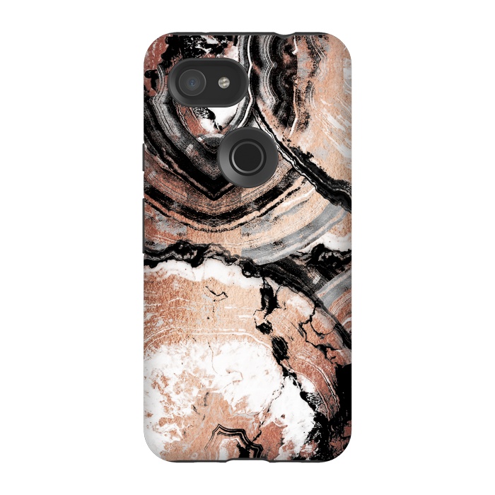Pixel 3A StrongFit Rose gold geode marble by Oana 