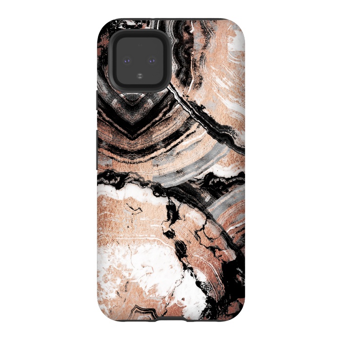 Pixel 4 StrongFit Rose gold geode marble by Oana 