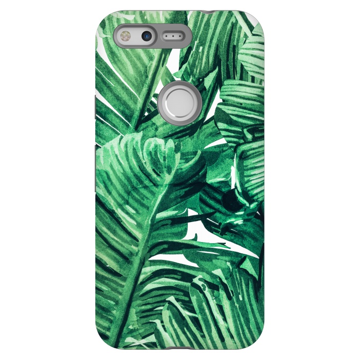 Pixel StrongFit Tropical State of Mind | Watercolor Palm Banana Leaves Painting | Botanical Jungle Bohemian Plants by Uma Prabhakar Gokhale