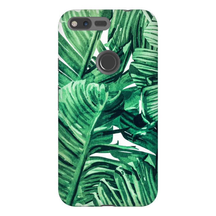 Pixel XL StrongFit Tropical State of Mind | Watercolor Palm Banana Leaves Painting | Botanical Jungle Bohemian Plants by Uma Prabhakar Gokhale