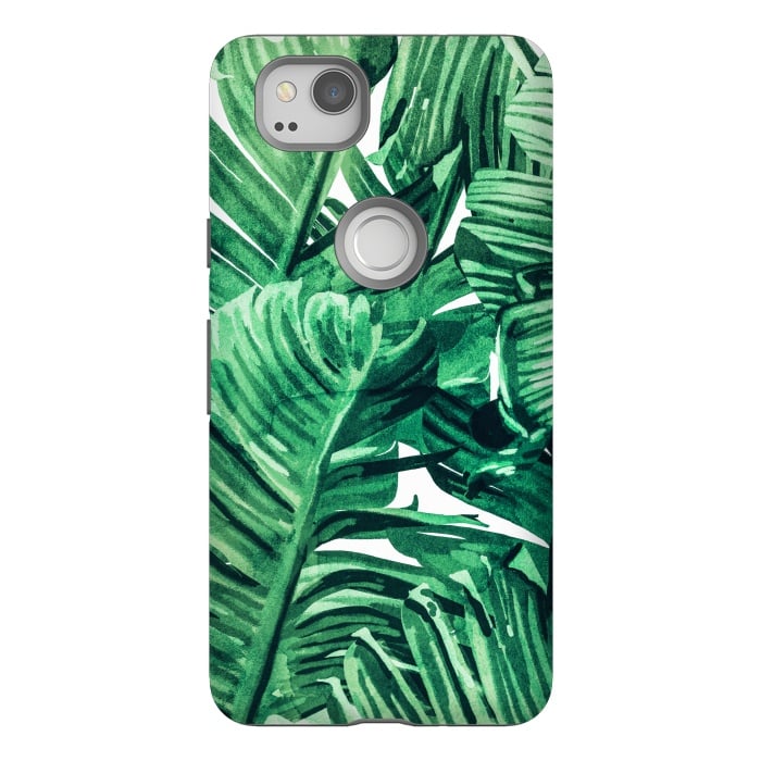 Pixel 2 StrongFit Tropical State of Mind | Watercolor Palm Banana Leaves Painting | Botanical Jungle Bohemian Plants by Uma Prabhakar Gokhale