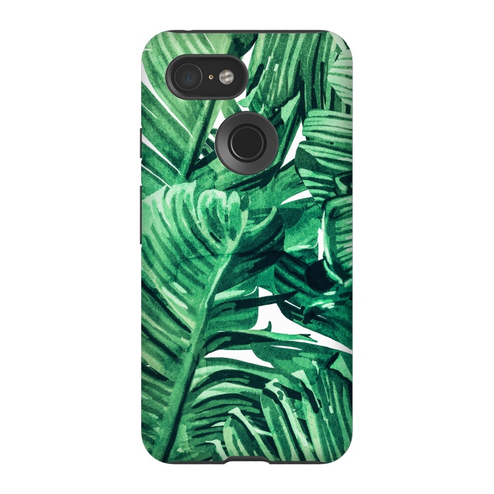 Pixel 3 StrongFit Tropical State of Mind | Watercolor Palm Banana Leaves Painting | Botanical Jungle Bohemian Plants by Uma Prabhakar Gokhale