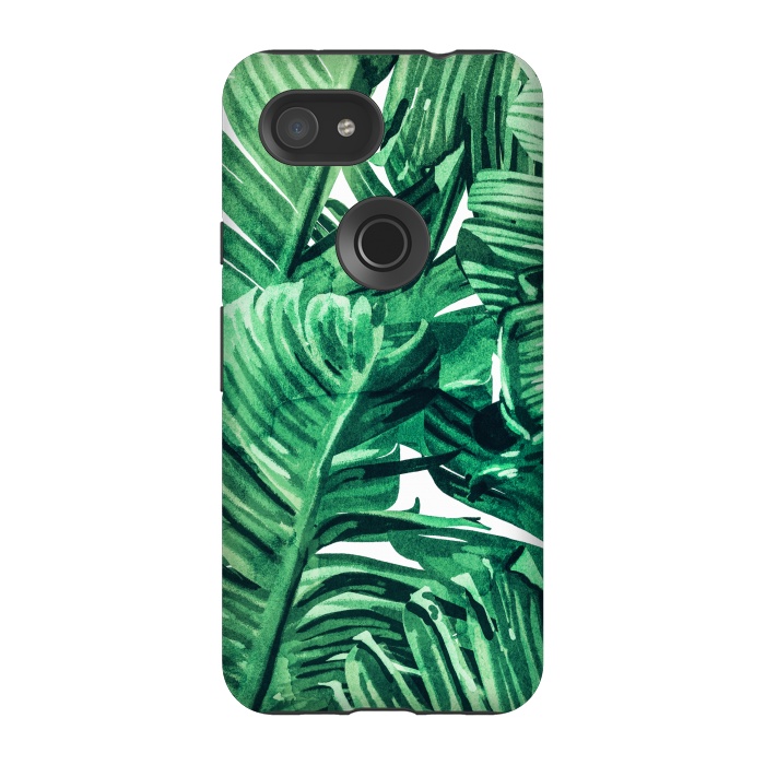 Pixel 3A StrongFit Tropical State of Mind | Watercolor Palm Banana Leaves Painting | Botanical Jungle Bohemian Plants by Uma Prabhakar Gokhale