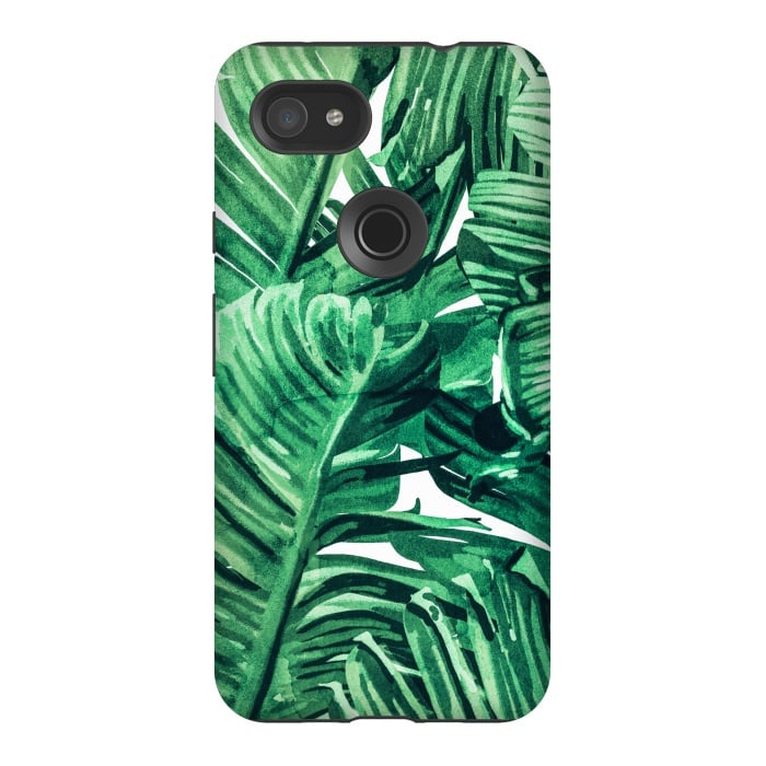 Pixel 3AXL StrongFit Tropical State of Mind | Watercolor Palm Banana Leaves Painting | Botanical Jungle Bohemian Plants by Uma Prabhakar Gokhale