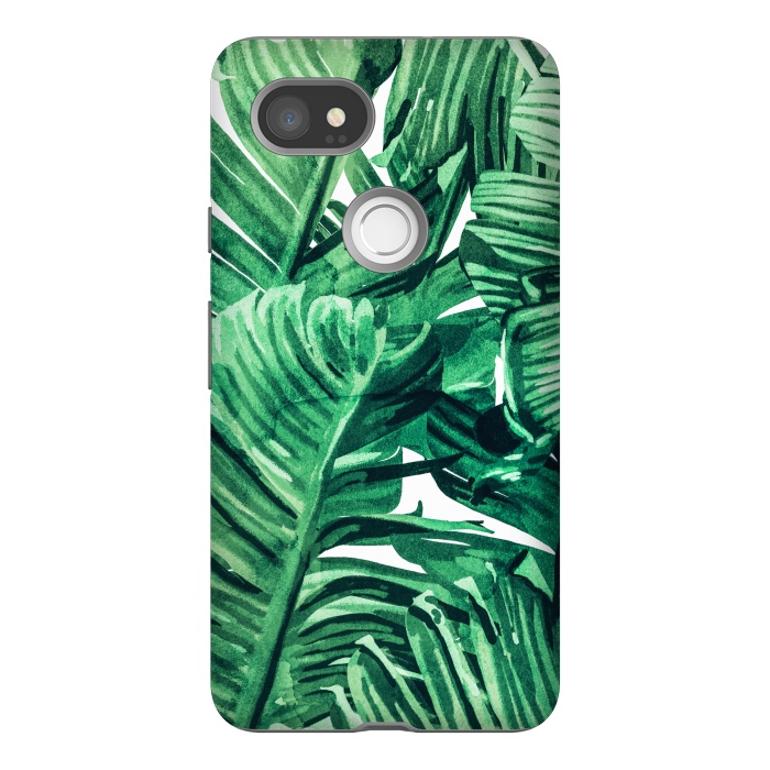 Pixel 2XL StrongFit Tropical State of Mind | Watercolor Palm Banana Leaves Painting | Botanical Jungle Bohemian Plants by Uma Prabhakar Gokhale