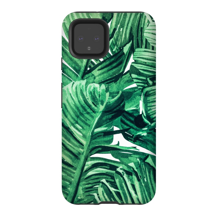 Pixel 4 StrongFit Tropical State of Mind | Watercolor Palm Banana Leaves Painting | Botanical Jungle Bohemian Plants by Uma Prabhakar Gokhale
