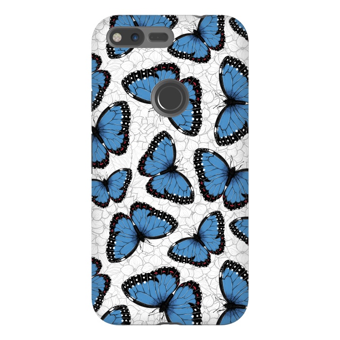Pixel XL StrongFit Blue morpho butterflies by Katerina Kirilova