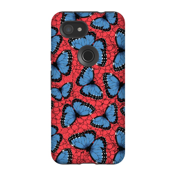 Pixel 3A StrongFit Blue Morpho butterfly on red hydrangea by Katerina Kirilova
