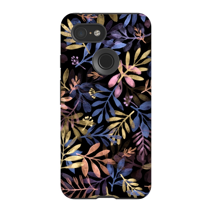 Pixel 3 StrongFit colorful branches on a black background by Alena Ganzhela