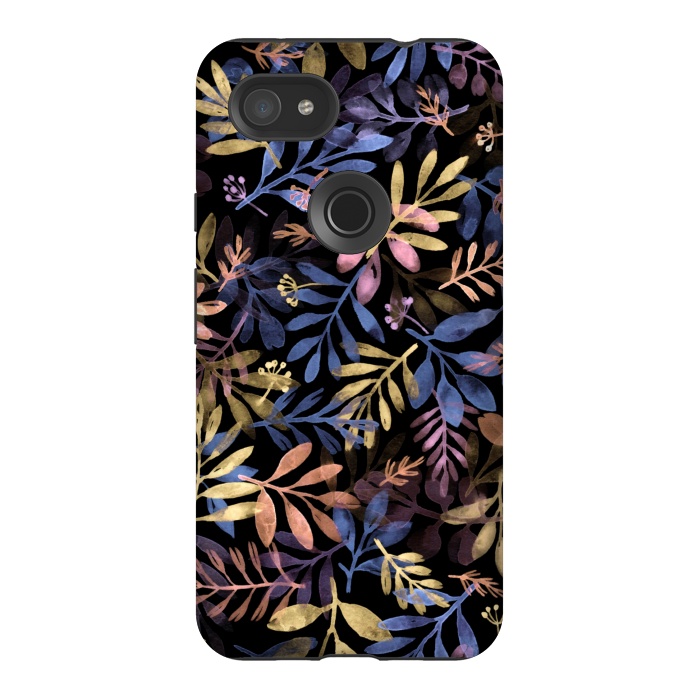 Pixel 3AXL StrongFit colorful branches on a black background by Alena Ganzhela