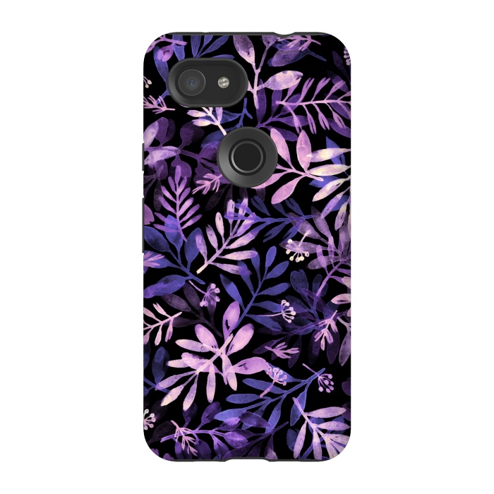 Pixel 3A StrongFit purple branches on a black background by Alena Ganzhela