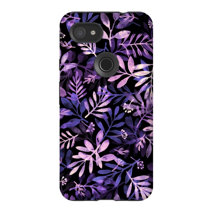Pixel 3AXL StrongFit purple branches on a black background by Alena Ganzhela