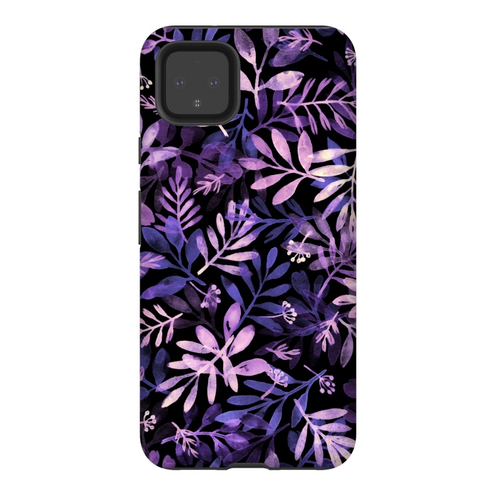 Pixel 4XL StrongFit purple branches on a black background by Alena Ganzhela