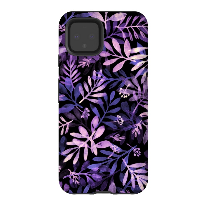 Pixel 4 StrongFit purple branches on a black background by Alena Ganzhela