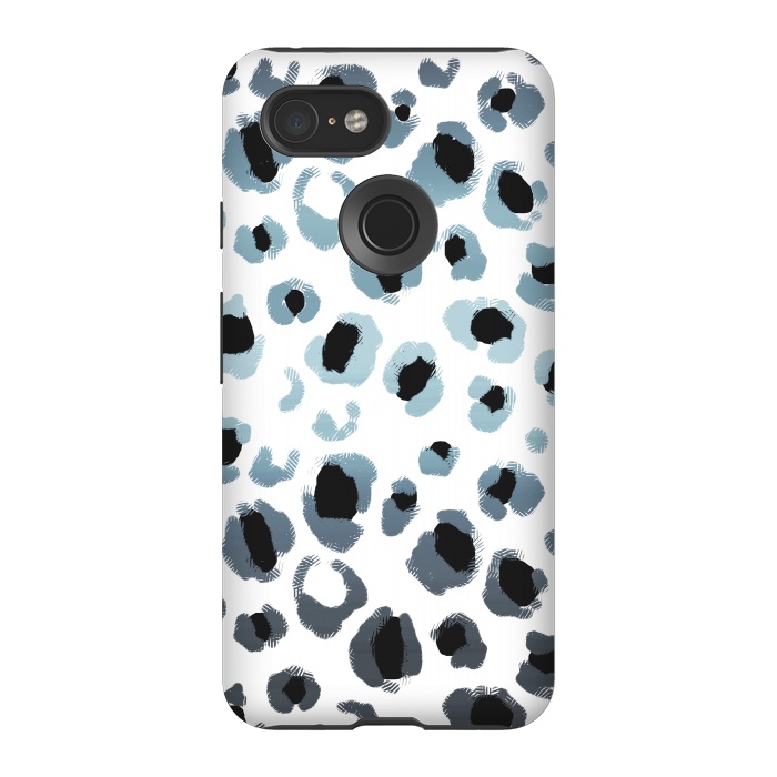 Pixel 3 StrongFit Blue silver leopard spots by Oana 