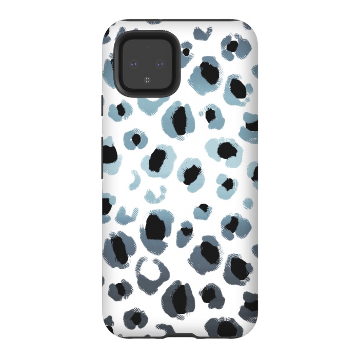 Pixel 4 StrongFit Blue silver leopard spots by Oana 