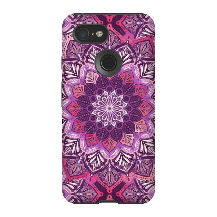 Pixel 3 StrongFit Perfect Pearly Plum Mandala by Micklyn Le Feuvre