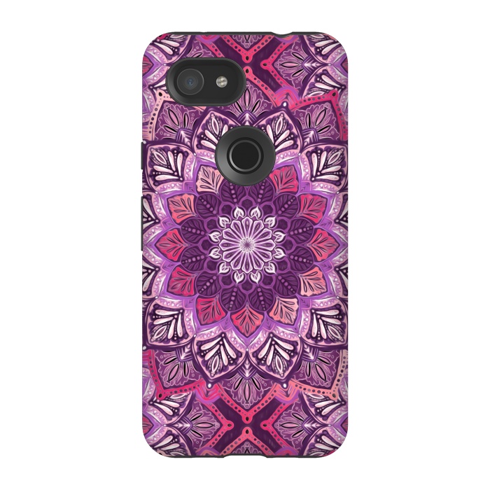 Pixel 3A StrongFit Perfect Pearly Plum Mandala by Micklyn Le Feuvre