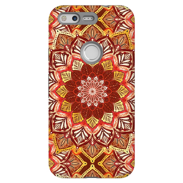 Pixel StrongFit Boho Mandala in Rust Red and Faux Gold by Micklyn Le Feuvre