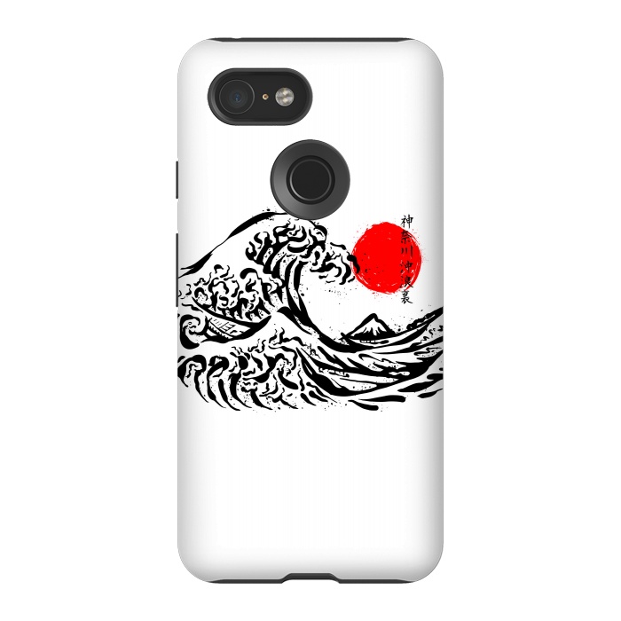 Pixel 3 StrongFit The Great Wave off Kanagawa Ink by Afif Quilimo