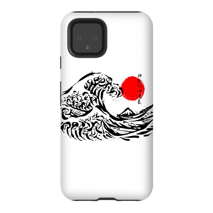 Pixel 4 StrongFit The Great Wave off Kanagawa Ink by Afif Quilimo