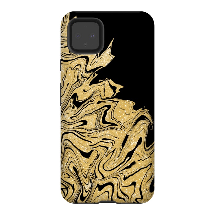 Pixel 4XL StrongFit Gold marble by Jms