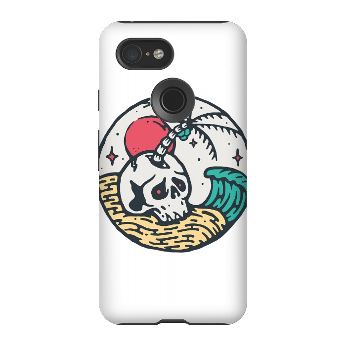 Pixel 3 StrongFit Skull and Beach by Afif Quilimo