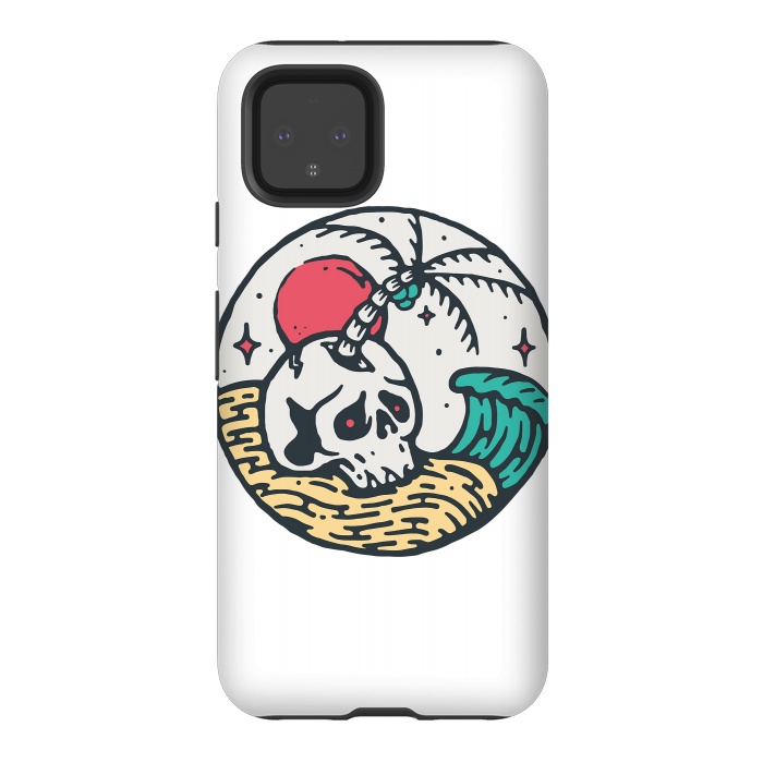 Pixel 4 StrongFit Skull and Beach by Afif Quilimo