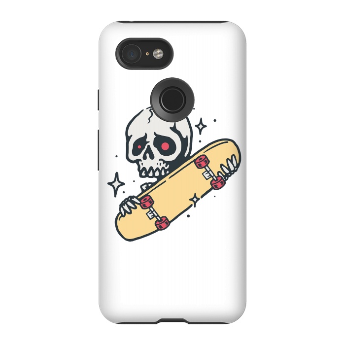 Pixel 3 StrongFit Skull Love Skateboard by Afif Quilimo