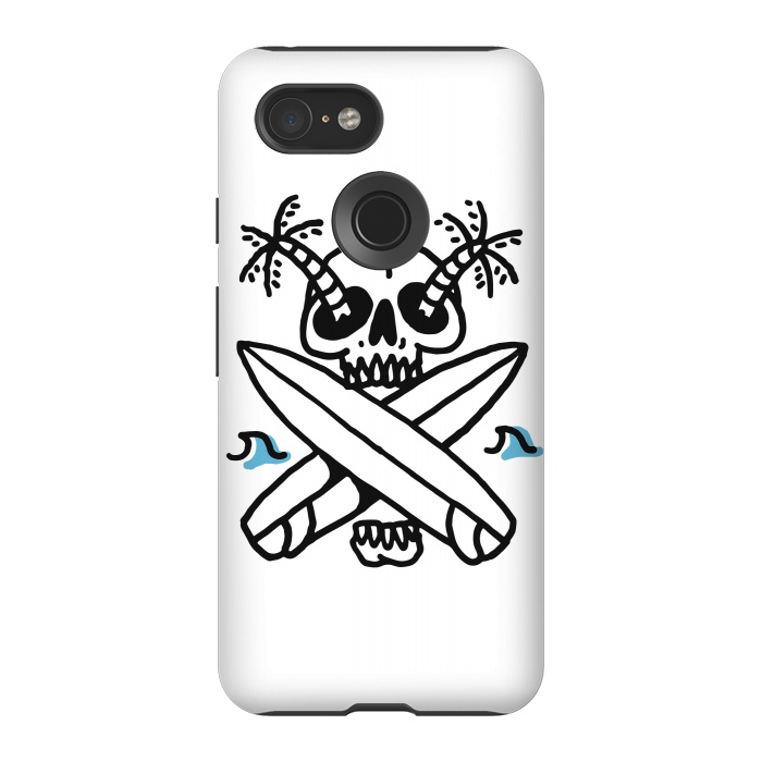 Pixel 3 StrongFit Skull Surf Beach by Afif Quilimo