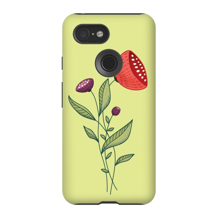 Pixel 3 StrongFit Spring Flowers Abstract Botanical Line Art by Boriana Giormova