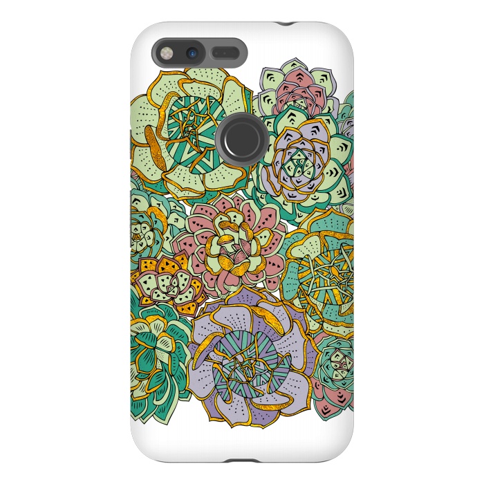 Pixel XL StrongFit Colorful Succulents by Pom Graphic Design