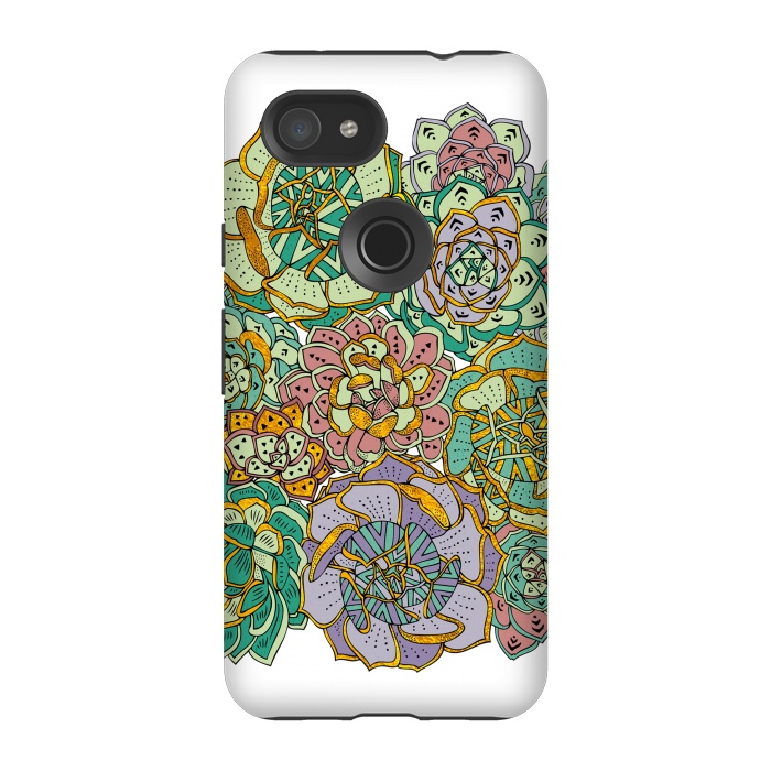 Pixel 3A StrongFit Colorful Succulents by Pom Graphic Design