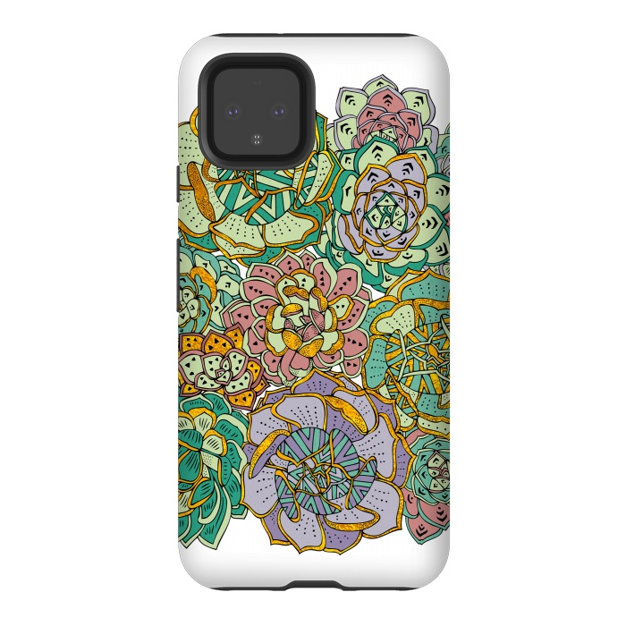 Pixel 4 StrongFit Colorful Succulents by Pom Graphic Design