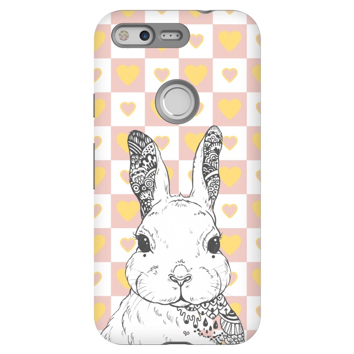 Pixel StrongFit Rabbit and yellow hearts Alice in Wonderland by Oana 