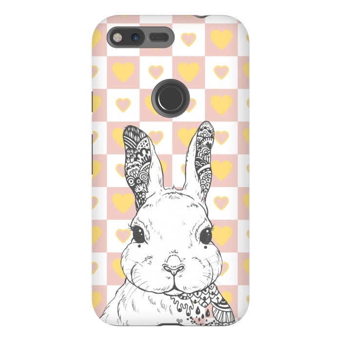 Pixel XL StrongFit Rabbit and yellow hearts Alice in Wonderland by Oana 