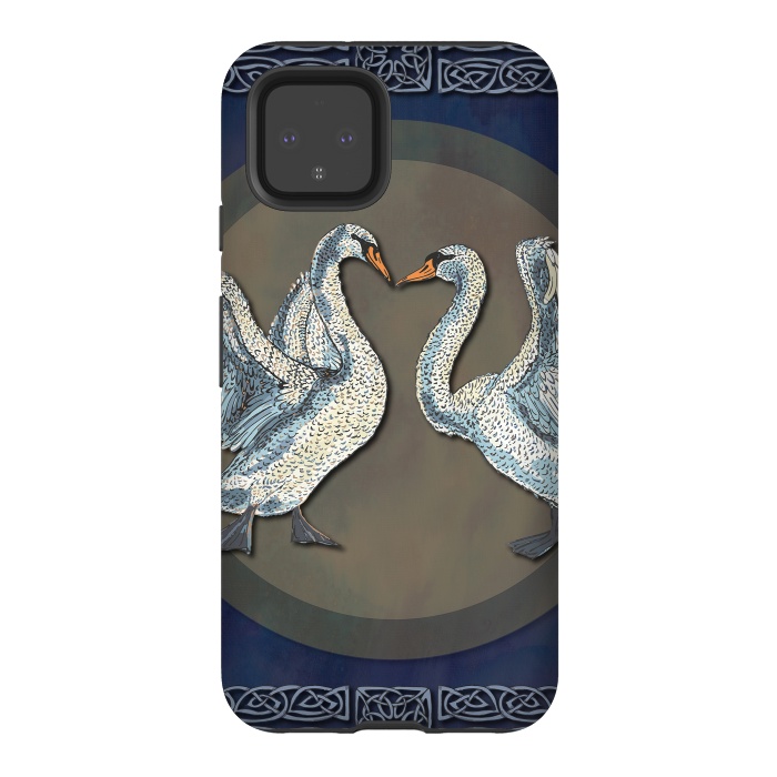 Pixel 4 StrongFit Dancing Swans by Lotti Brown