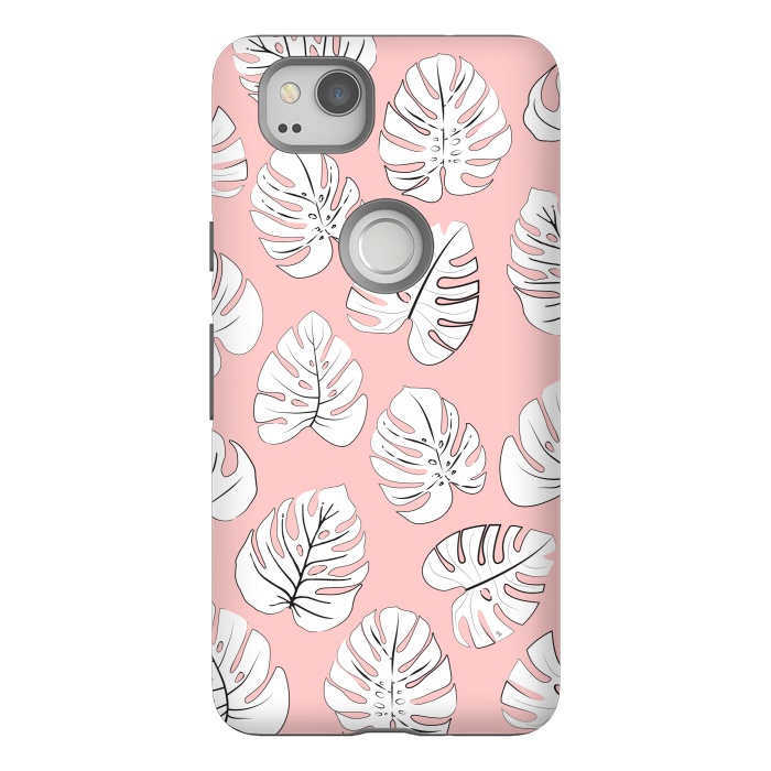 Pixel 2 StrongFit White exotic leaves by Martina