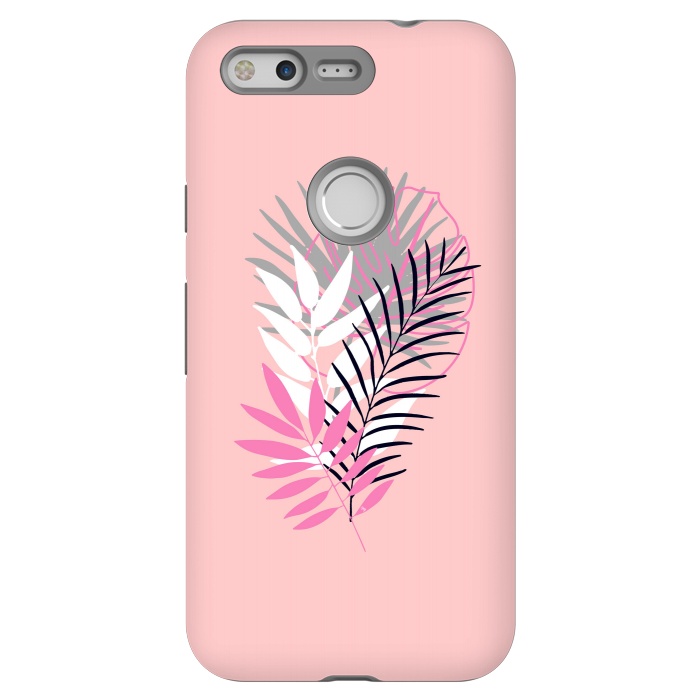 Pixel StrongFit Pink tropical leaves by Martina