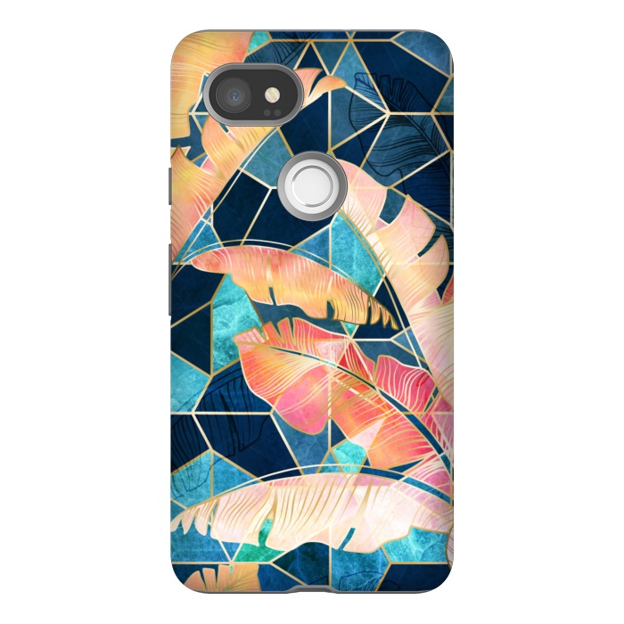 Pixel 2XL StrongFit Marbled Topical Sunset by gingerlique