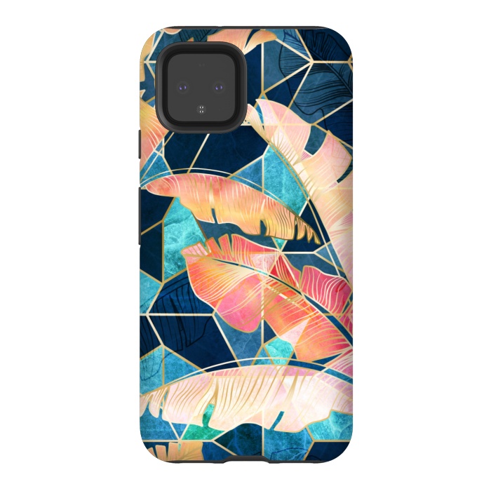 Pixel 4 StrongFit Marbled Topical Sunset by gingerlique