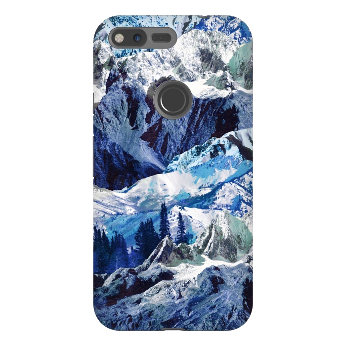 Pixel XL StrongFit Blue mountains landscape art by Oana 