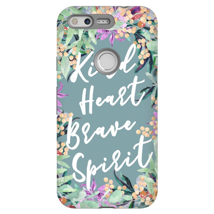 Pixel StrongFit Kind Brave inspirational typography and watercolor flowers by Oana 