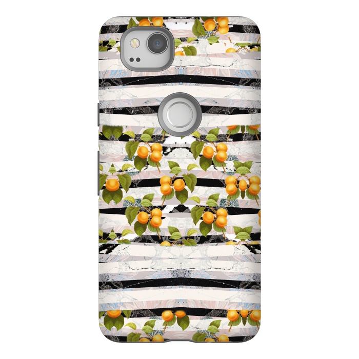 Pixel 2 StrongFit Colorful peaches and marble stripes by Oana 