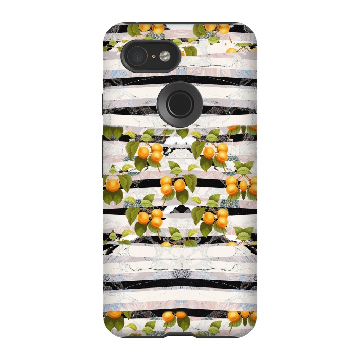 Pixel 3 StrongFit Colorful peaches and marble stripes by Oana 