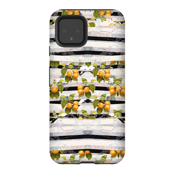 Pixel 4 StrongFit Colorful peaches and marble stripes by Oana 