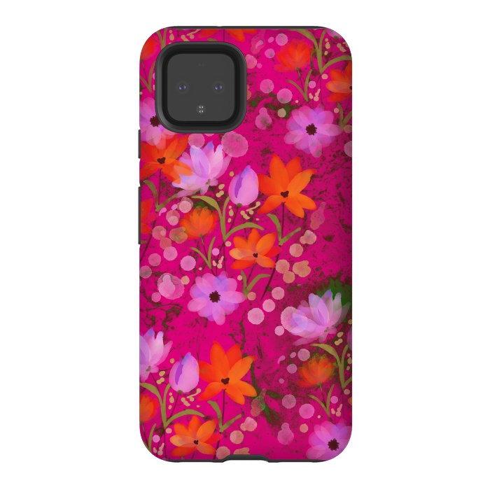 Pixel 4 StrongFit Floral design watercolour floral bunch abstract design by Josie