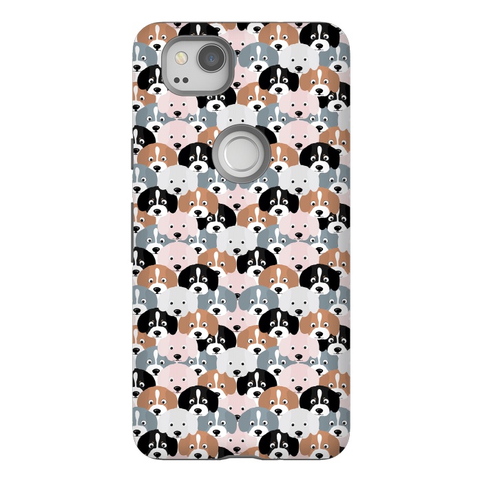 Pixel 2 StrongFit Cute Black Brown Pink Grey Puppy Dogs Illustration by InovArts