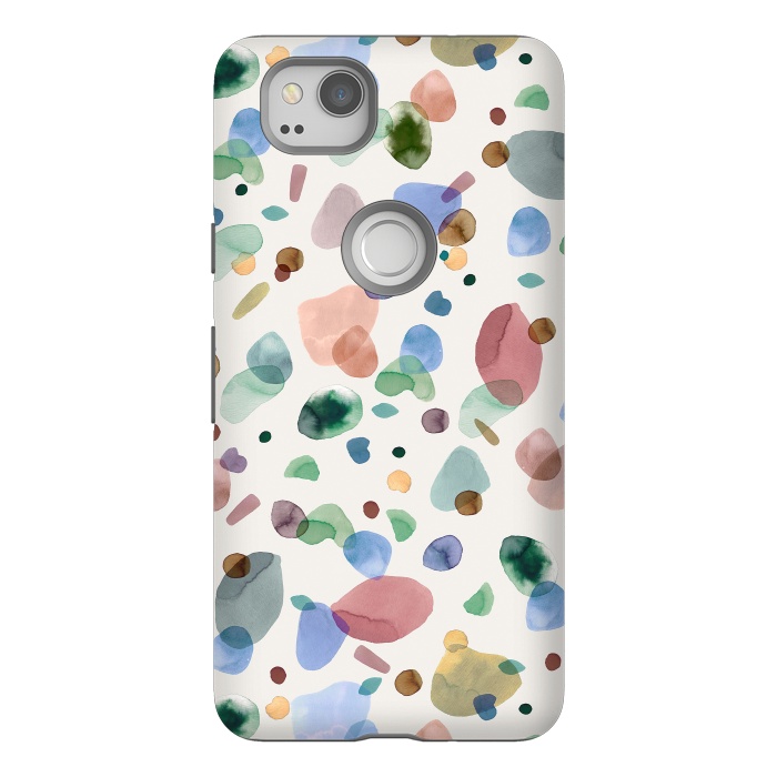 Pixel 2 StrongFit Pebbles Terrazo Rounded Memphis Multicolored by Ninola Design